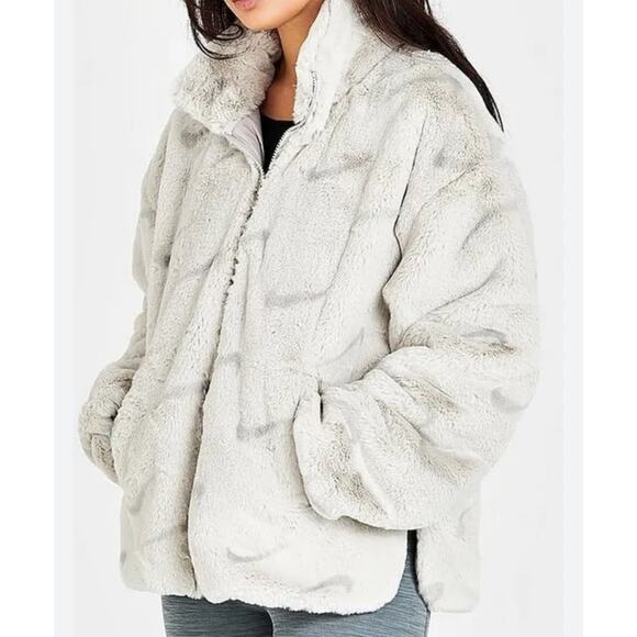 Nike size XL faux fur all over swoosh jacket - Picture 1 of 4